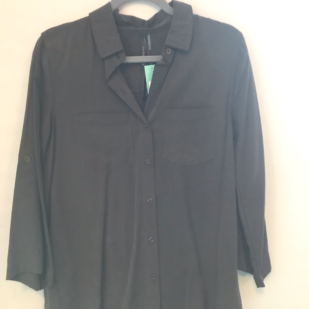 Button down silk Tunic